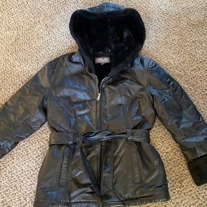 Women’s leather Wilson fur  jacket size small